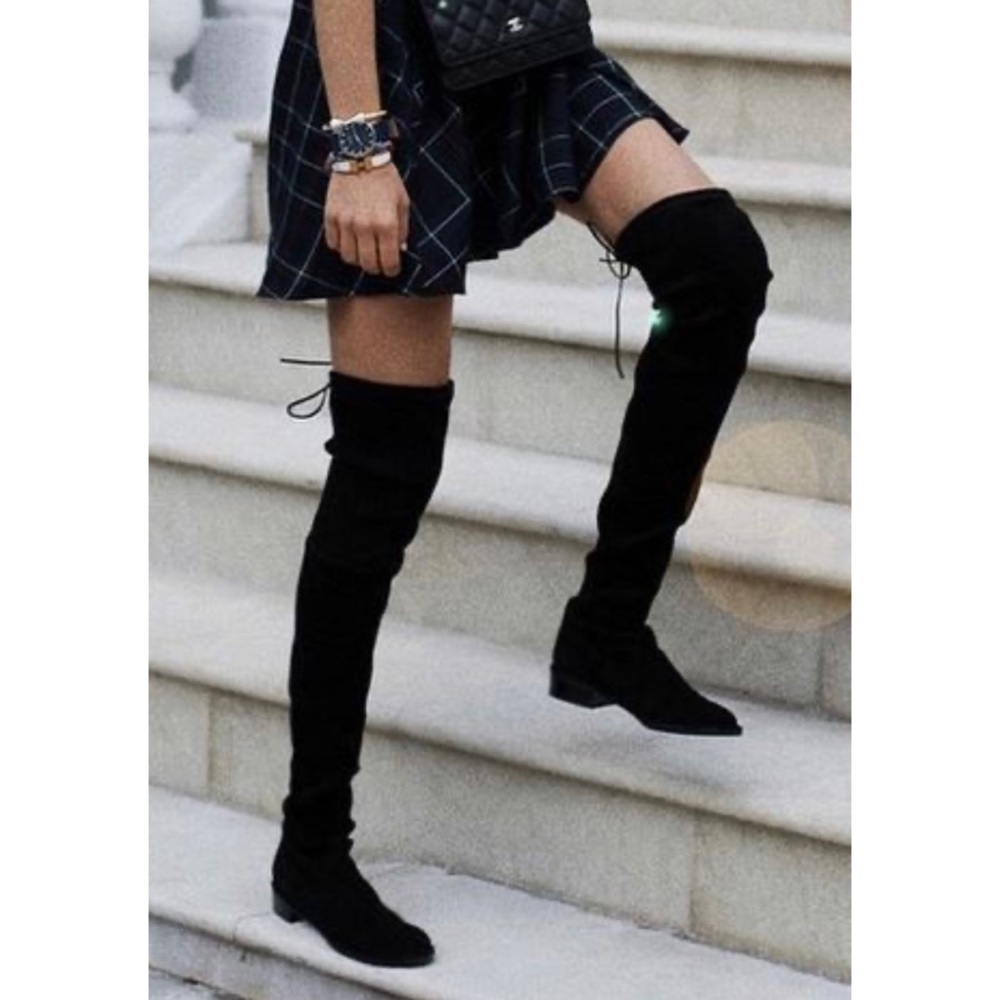 black suede over the knee stretch boots